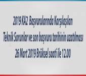 2019 KA2 Başvurularında Karşılaşılan Teknik Sorunlar ve son başvuru tarihinin uzatılması 26 Mart 2019 Brüksel saati ile 12.00