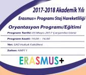 2017-2018 Akademik Yılı Erasmus+ Programı Staj Hareketliliği Oryantasyon Programı/Eğitimi