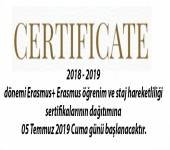 2017-PROJE DÖNEMİ ERASMUS+ ERASMUS HAREKETLİLİĞİ SERTİFİKA DUYURUSU