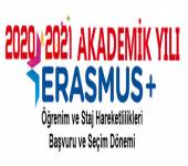 2020-2021 Akademik Yılı Erasmus+ Başvuru Takvimi