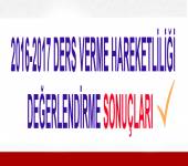 2016-2017 DERS VERME HAREKETLİLİĞİ DEĞERLENDİRME SONUÇLARI